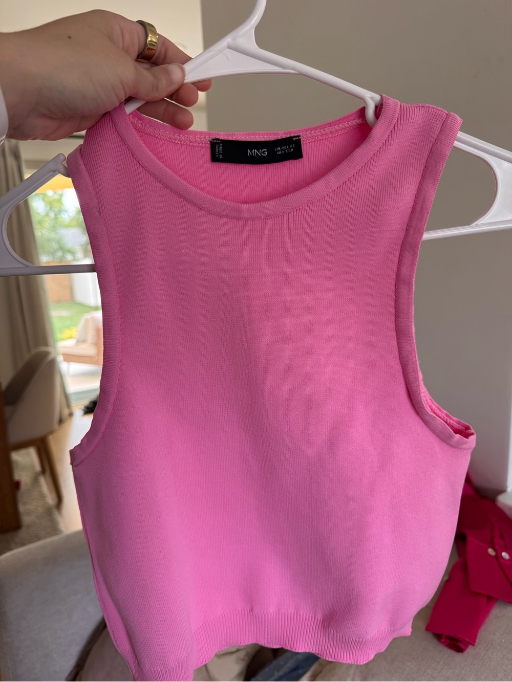 Mango Bright Pink Ribbed Tank Top